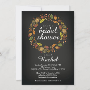 Contemporary Fall Wreath Bridal Shower Invitation