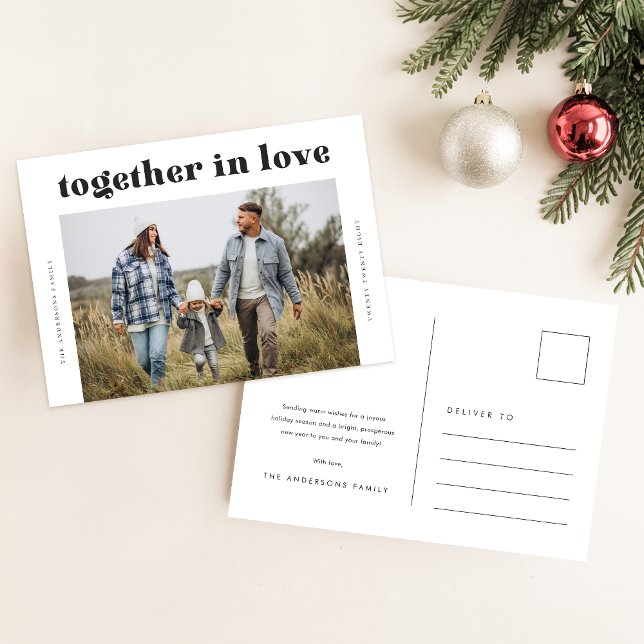 Contemporary Family Photo Christmas Holiday Postcard (Creator Uploaded)