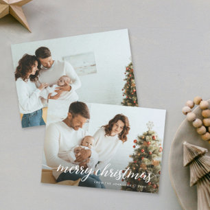 Contemporary Family Photos Merry Christmas Holiday Card