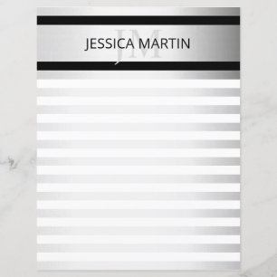 Contemporary Faux Silver Ombre Stripes & Black