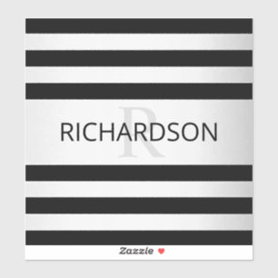 Contemporary Faux Silver Ombre Stripes & Black