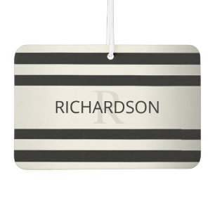 Contemporary Faux Silver Ombre Stripes & Black Car Air Freshener