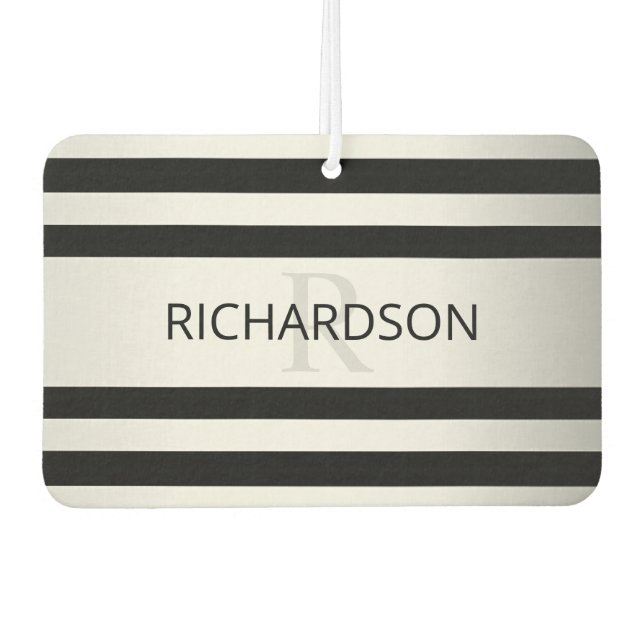 Contemporary Faux Silver Ombre Stripes & Black Car Air Freshener (Front)