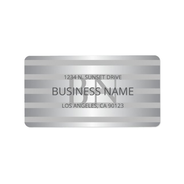 Contemporary Faux Silver Ombre Stripes & Black Label (Front)