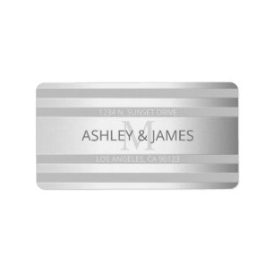 Contemporary Faux Silver Ombre Stripes & Gray Label