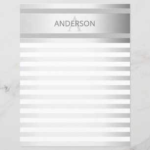 Contemporary Faux Silver Ombre Stripes & Grey