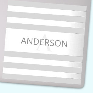 Contemporary Faux Silver Ombre Stripes & Grey