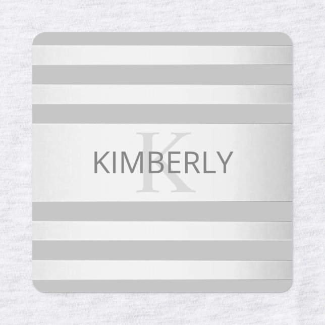 Contemporary Faux Silver Ombre Stripes & Grey (Design 1)