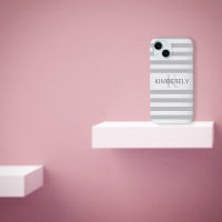 Contemporary Faux Silver Ombre Stripes & Grey