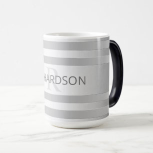 Contemporary Faux Silver Ombre Stripes & Grey Magic Mug