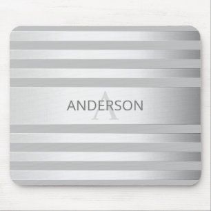 Contemporary Faux Silver Ombre Stripes & Grey Mouse Mat