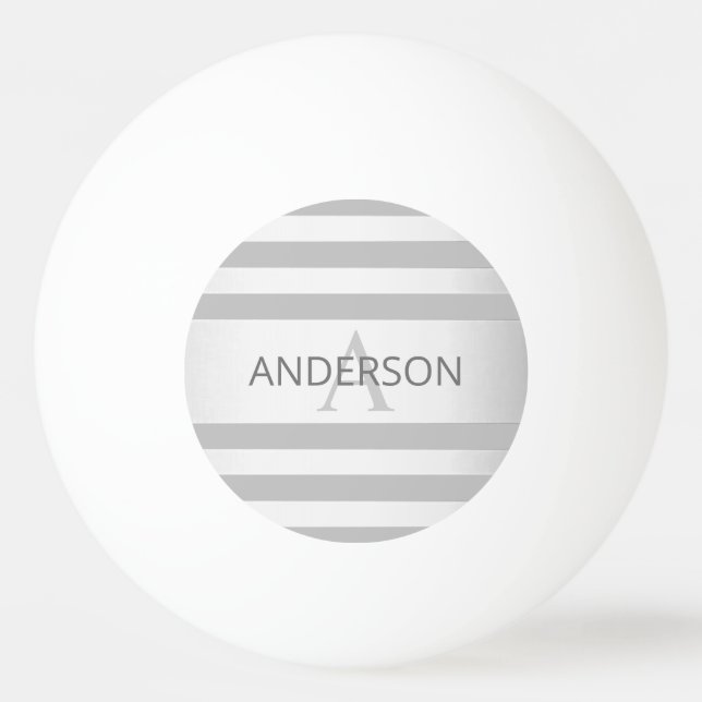 Contemporary Faux Silver Ombre Stripes & Grey Ping Pong Ball (Front)