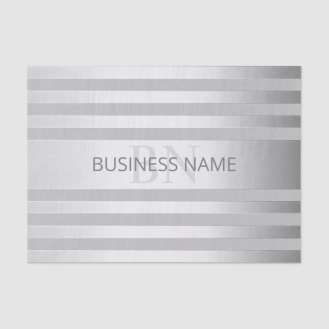 Contemporary Faux Silver Ombre Stripes & Grey Tissue Paper (Front)