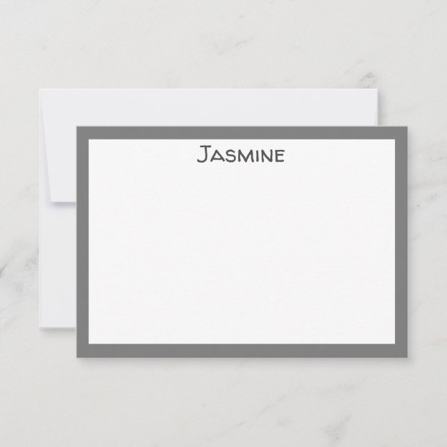 Contemporary Flat Note Card with Name (Front)
