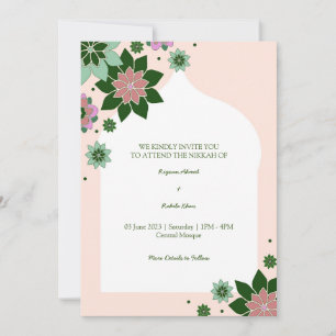 contemporary floral abstract nikkah invitation