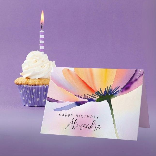 Contemporary Floral Custom Birthday Any Ocassion Card (Contemporary floral birthday or any occasion card. Easily change the name and other text.
)