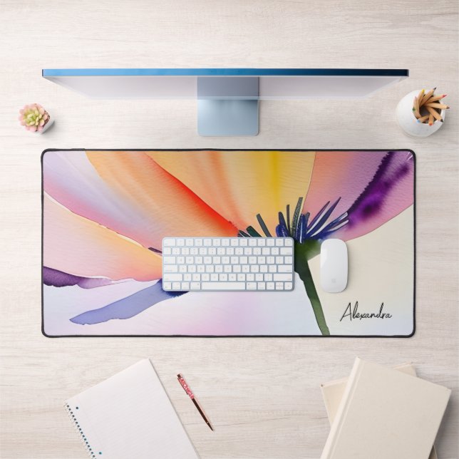 Contemporary Floral Optional Custom Name Desk Mat (Office 1)