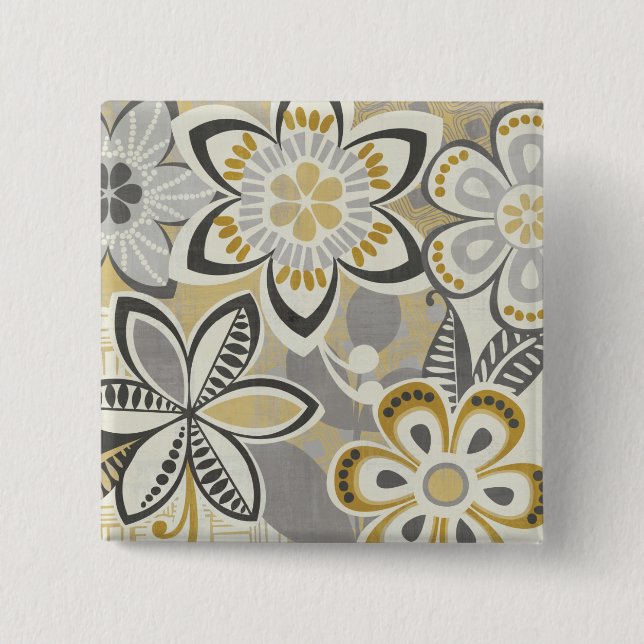 Contemporary Floral Patterns 15 Cm Square Badge (Front)