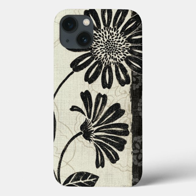 Contemporary Florals in Black and White Case-Mate iPhone Case (Back)