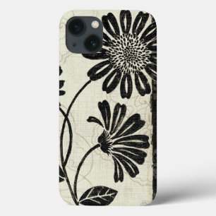 Contemporary Florals in Black and White iPhone 13 Case