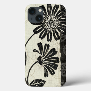 Contemporary Florals in Black and White iPhone 13 Case