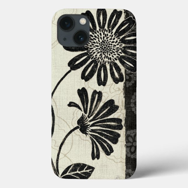 Contemporary Florals in Black and White Case-Mate iPhone Case (Back)
