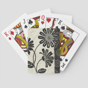 Contemporary Florals in Black and White Playing Cards