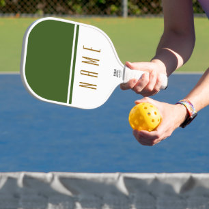 Contemporary Forest Green White Colour Block Text Pickleball Paddle