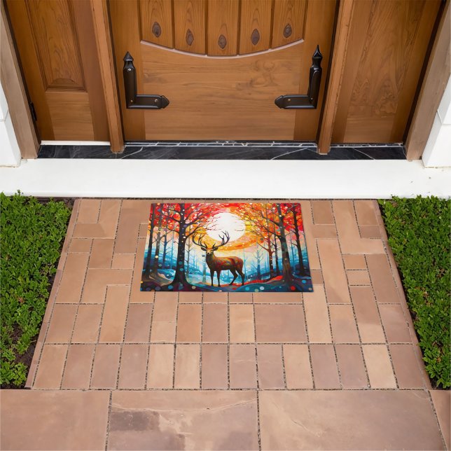 Contemporary Forest Wild Deer Doormat (Outdoor)