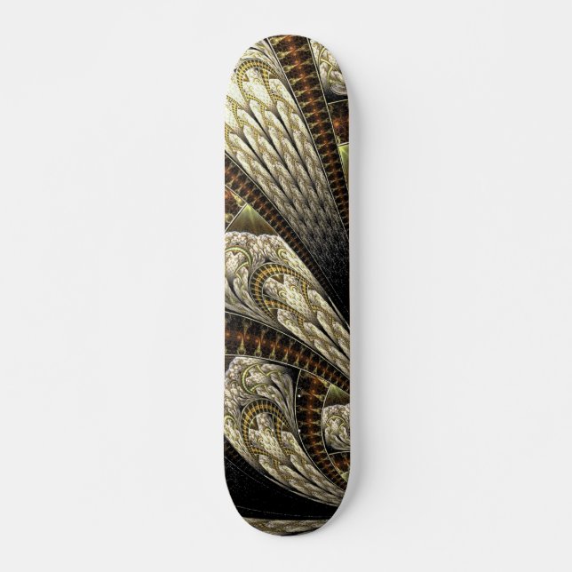 Contemporary Fractal Design Neutral Colour Skateboard (Front)