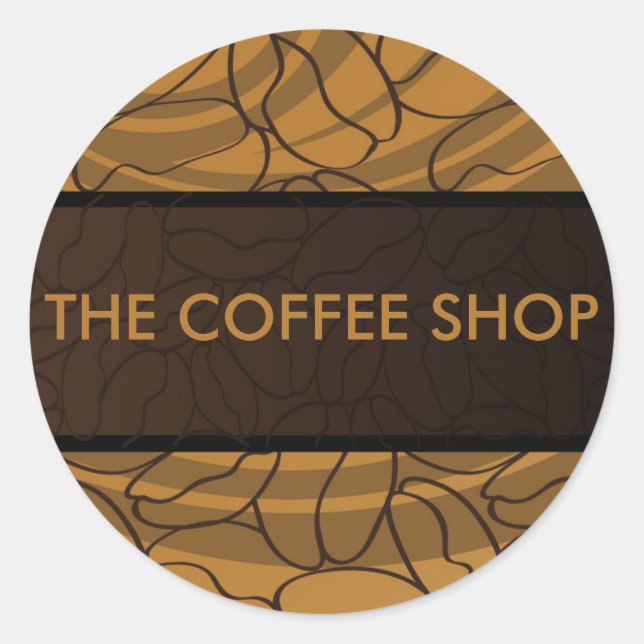 Contemporary, Fun & Colourful Coffee Bean Sticker. Classic Round Sticker (Front)