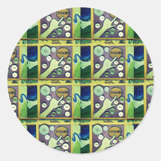 Contemporary Fun Mosaic Art Print – A Playful   Classic Round Sticker (Front)