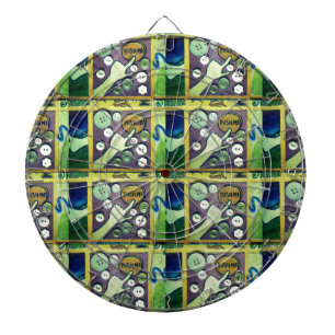 Contemporary Fun Mosaic Art Print – A Playful   Dartboard