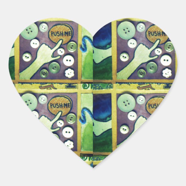 Contemporary Fun Mosaic Art Print – A Playful   Heart Sticker (Front)