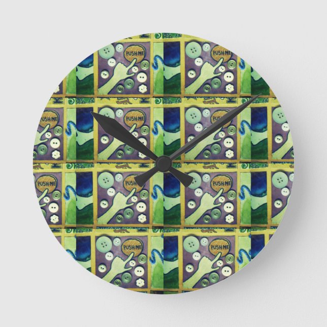 Contemporary Fun Mosaic Art Print – A Playful   Round Clock (Front)