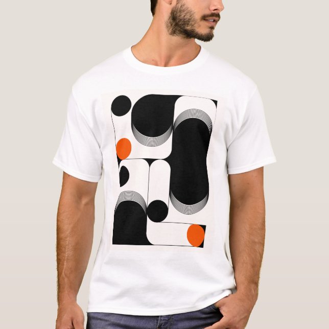 Contemporary Fusion: Men's Abstract Circle & Line T-Shirt (Front)