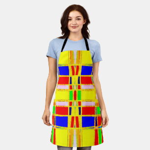 Contemporary Geometric Abstract Gold/Blue/Yellow Apron