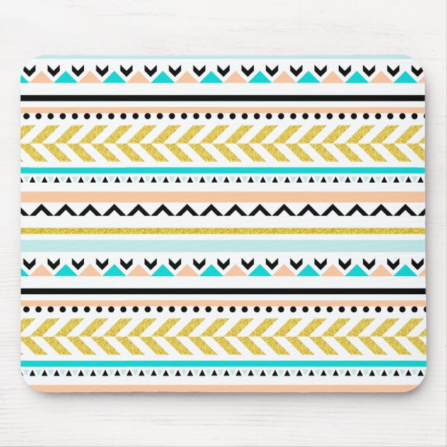 Contemporary Geometric Aztec Inspired Pattern Mouse Mat (Front)