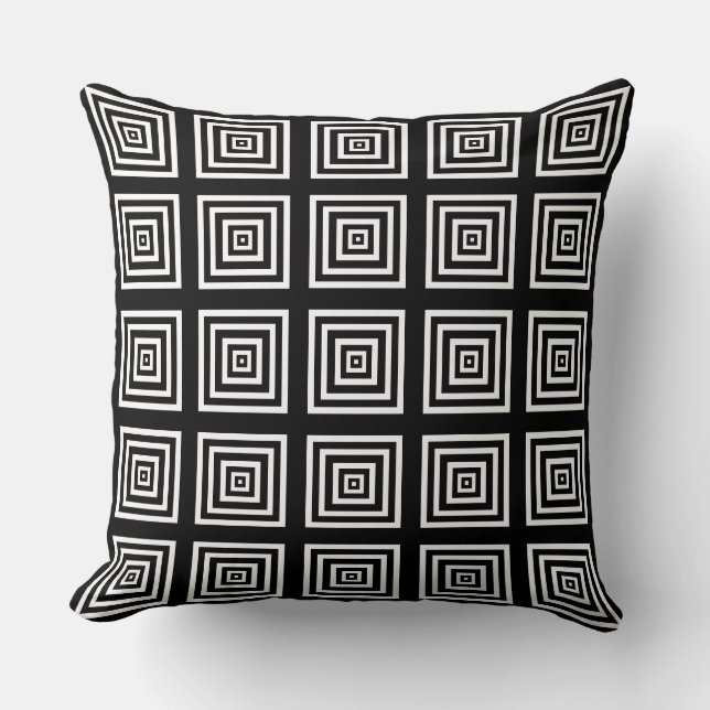 Contemporary Geometric Black and White Modern Cushion (Front)