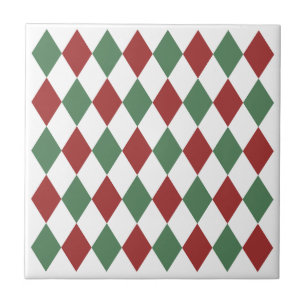 Contemporary geometric Burgundy red and green Tile
