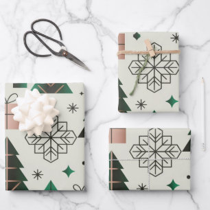 Contemporary Geometric Christmas Pattern Wrapping Paper Sheet