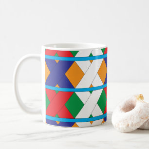 Contemporary Geometric Diamond Colourful Pattern Coffee Mug
