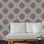 Contemporary Geometric Grey Red White Wallpaper<br><div class="desc">This eye-catching peel and stick wallpaper boasts a bold and dynamic graphic style that effortlessly blends tradition with modern flair. The design features interconnected shapes, creating an intricate network of lines and forms. At the heart of each interconnected area lies a stylised, red-accented motif reminiscent of a flower. The neutral...</div>