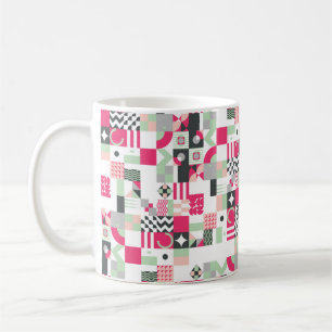 Contemporary geometric mosaic seamless pattern wit coffee mug
