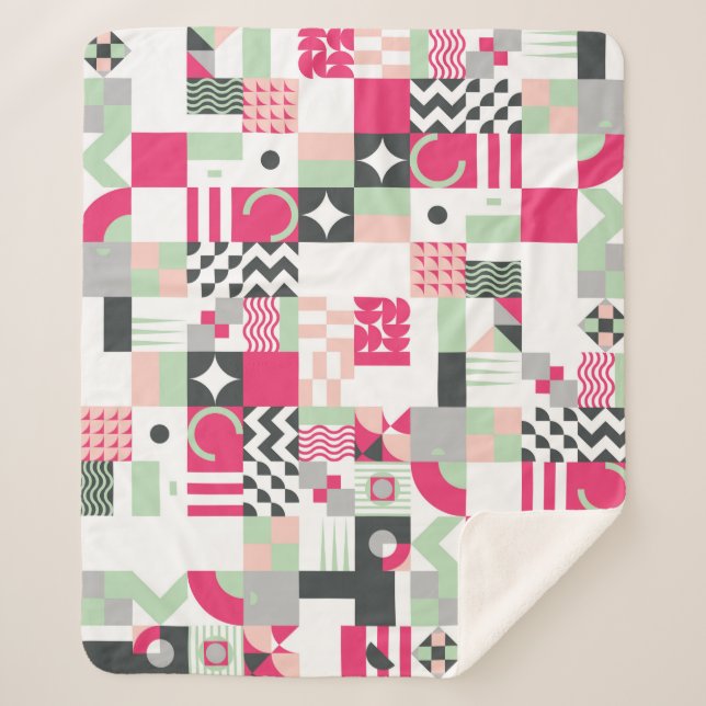 Contemporary geometric mosaic seamless pattern wit sherpa blanket (Front)