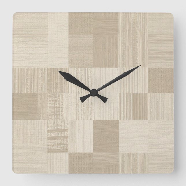 Contemporary Geometric Patchwork Pattern with Faux Square Wall Clock (Front)