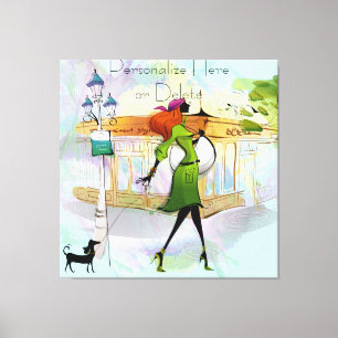 Contemporary Girl and Dog Stretched Canvas Print