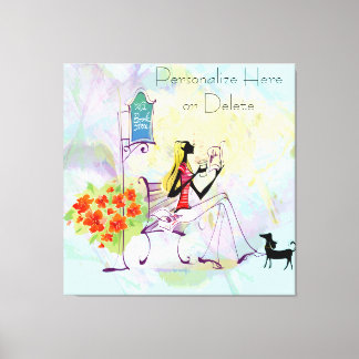 Contemporary Girl BookStore Stretched Canvas Print