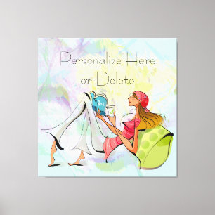 Contemporary Girl Reading Stretched Canvas Print