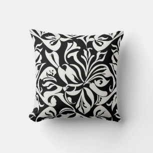 Contemporary Glossy Damask - Black & White Cushion